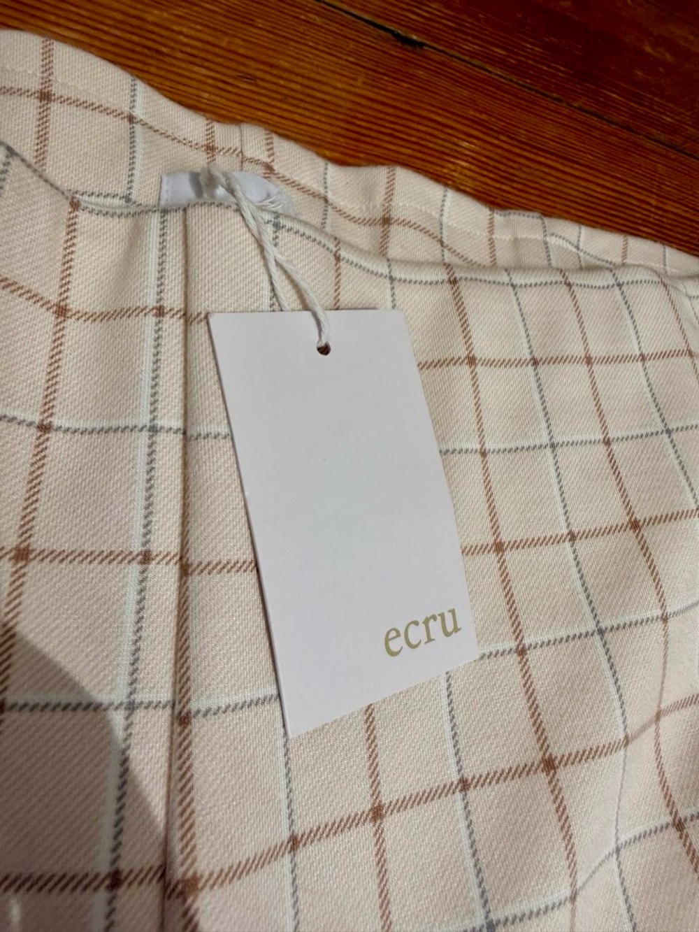 NWT Ecru Cream Plaid Buttery Soft Pants XL